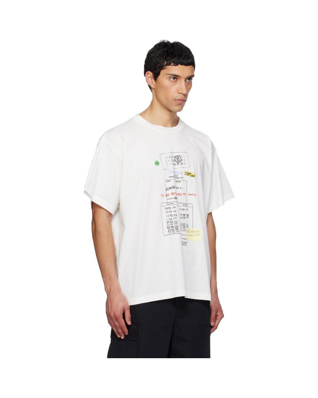 MM6 by Maison Margiela White Off- Library Stamp T-Shirt for men