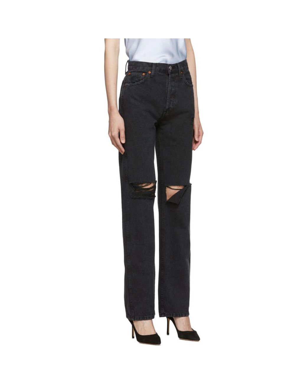 Black Rips High-rise Loose Jeans | Lyst