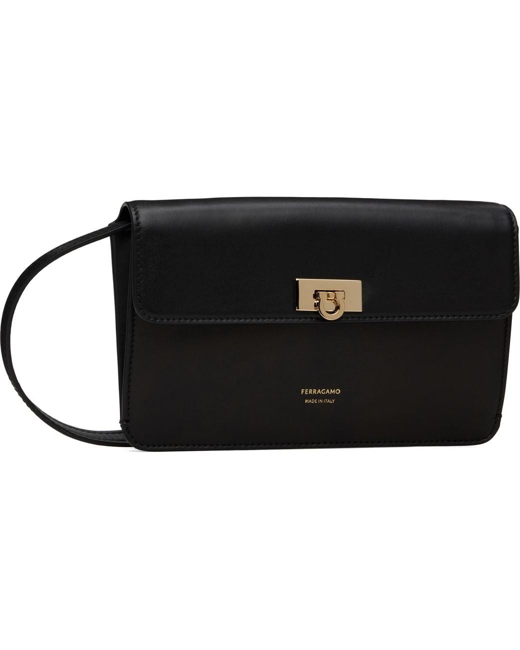 Ferragamo Black Flat Gancini Mini Bag
