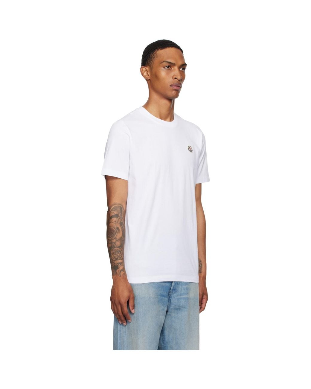 Moncler White Three-Pack Logo Patch Cotton T-Shirts for men