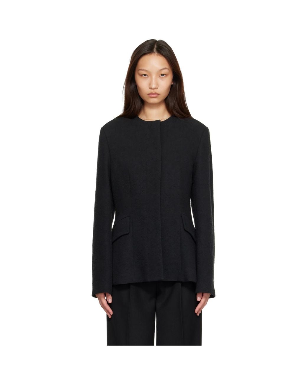 Totême Black Jacquard Cotton Blazer