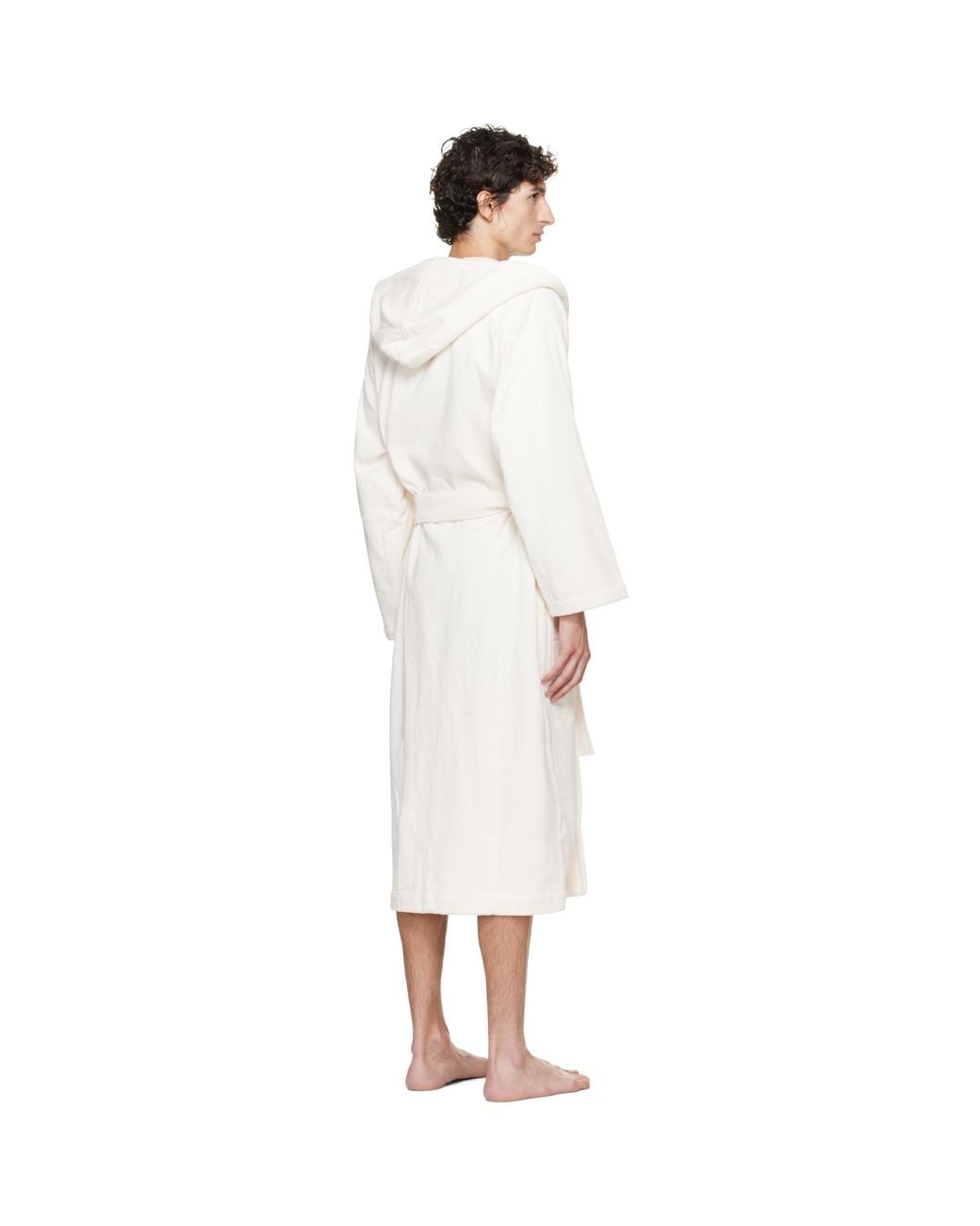 Tekla White Off- Terry Hooded Bathrobe for men