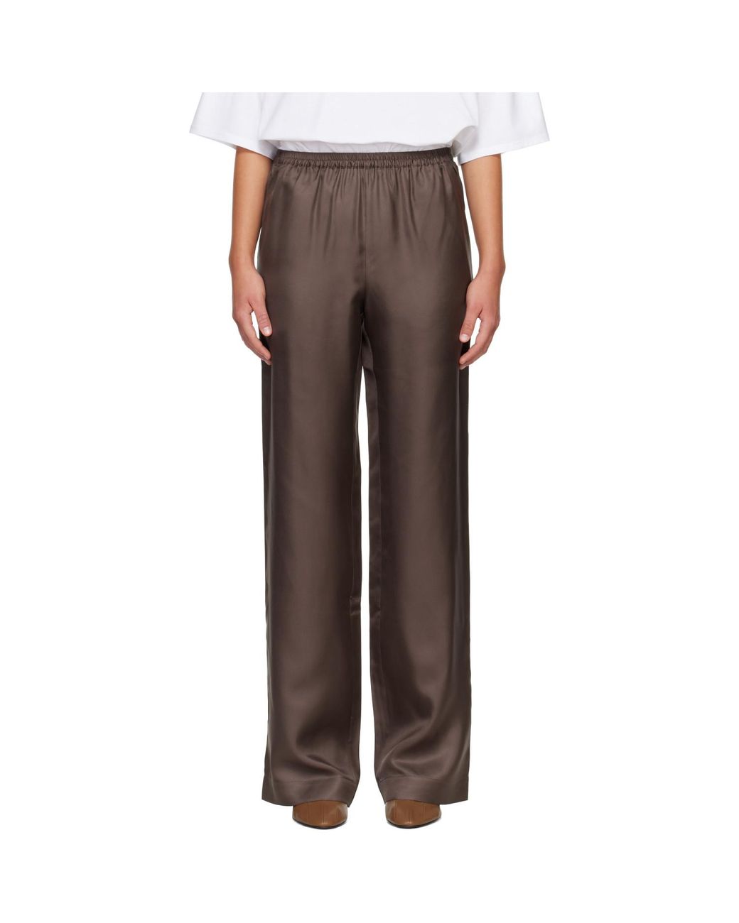 Loulou de Saison Brown Alera Lds Silk Twill Trousers