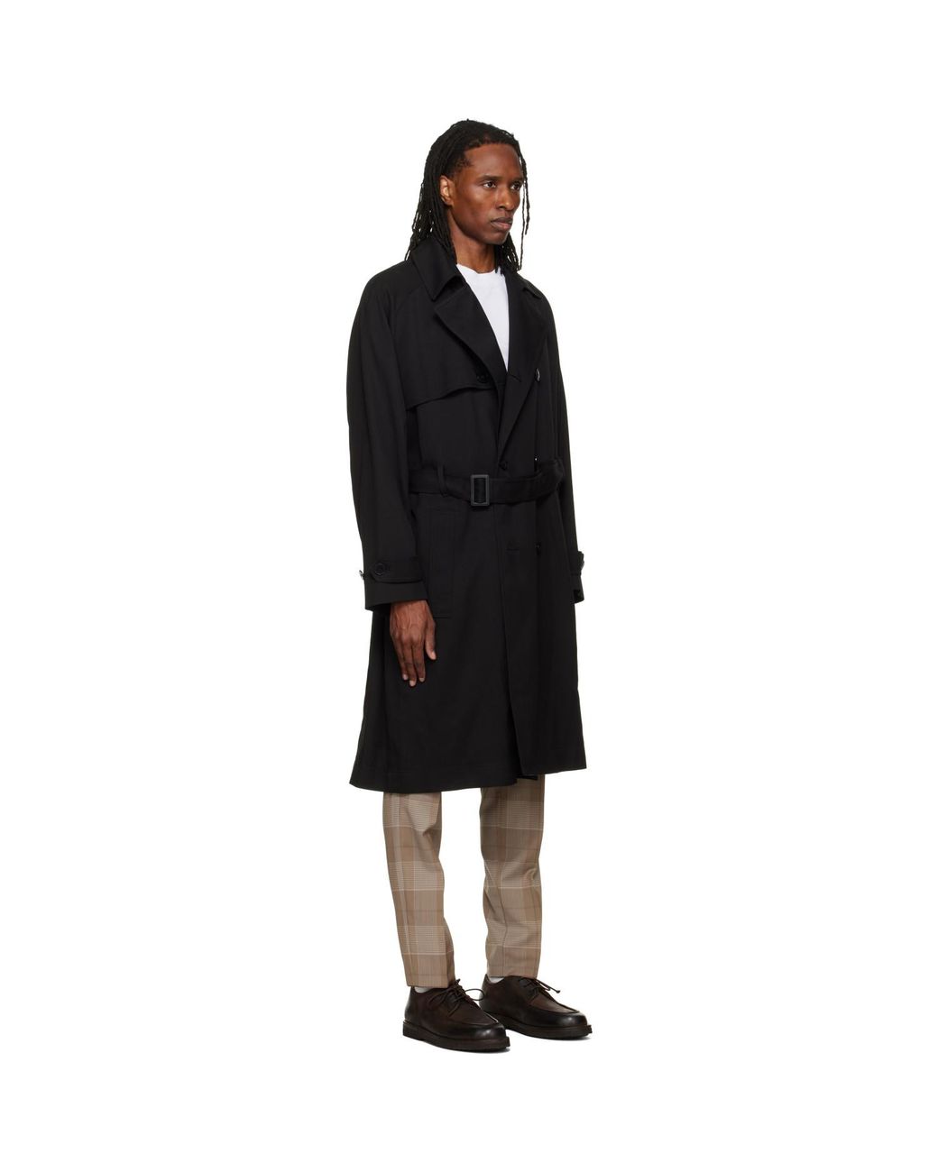 HUGO Black Belted Trench Coat for men