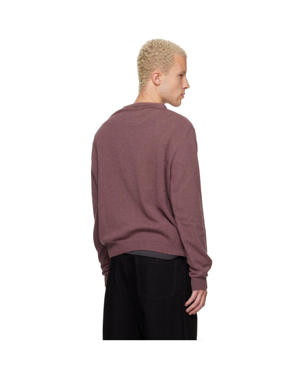Lemaire Purple Crew-Neck Alpaca Wool Blend Sweater for men