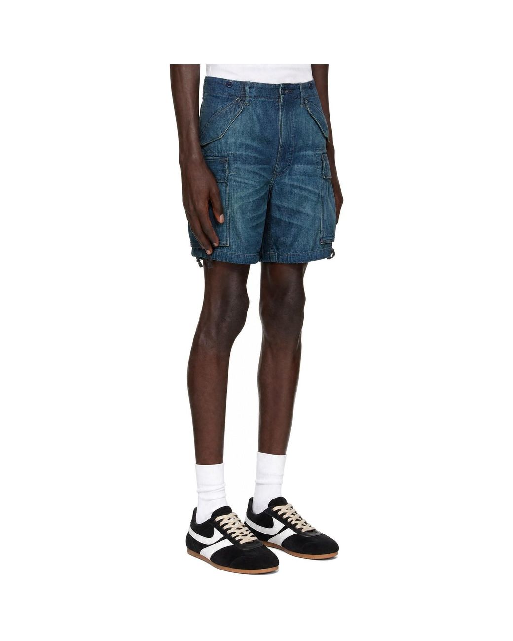 RRL Blue Cargo Denim Shorts for men