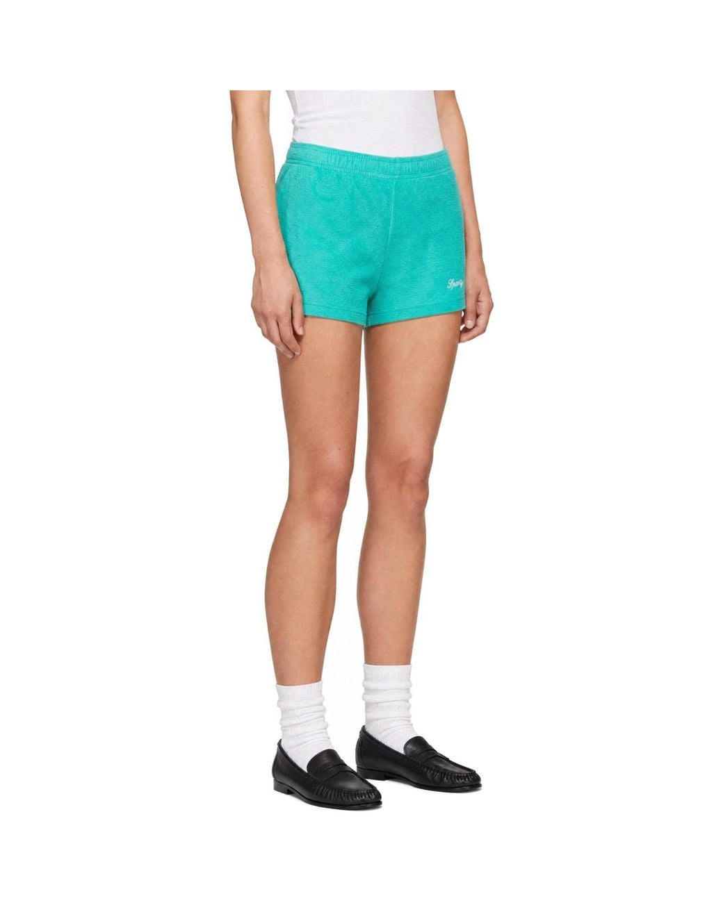 Sporty & Rich Blue Signature Logo Terry Shorts