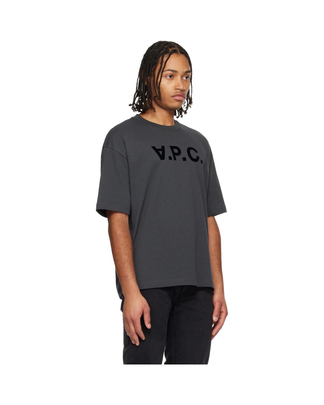 A.P.C. Black Flocked T-Shirt for men