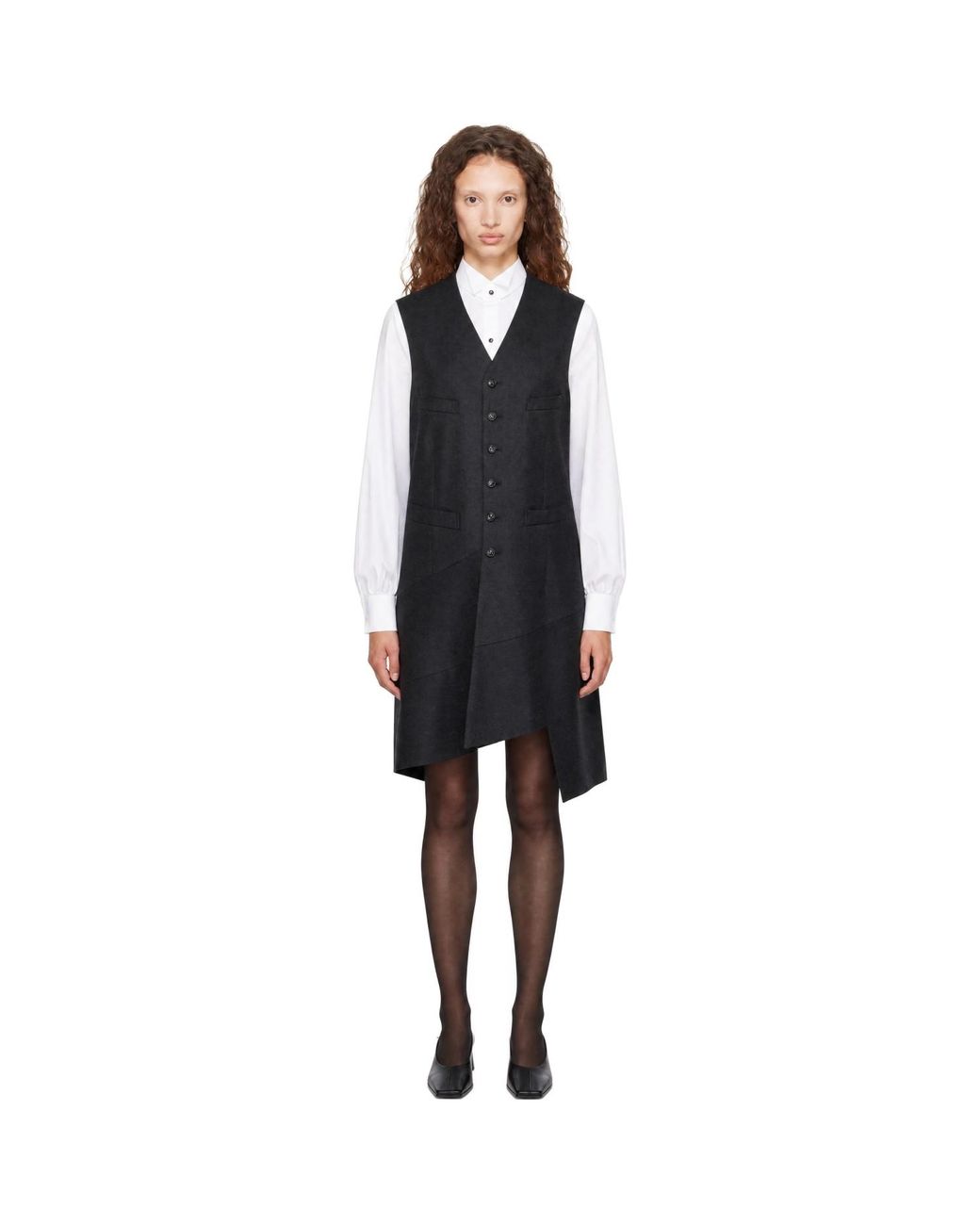 Comme des Garçons Black Paneled Wool Midi Dress