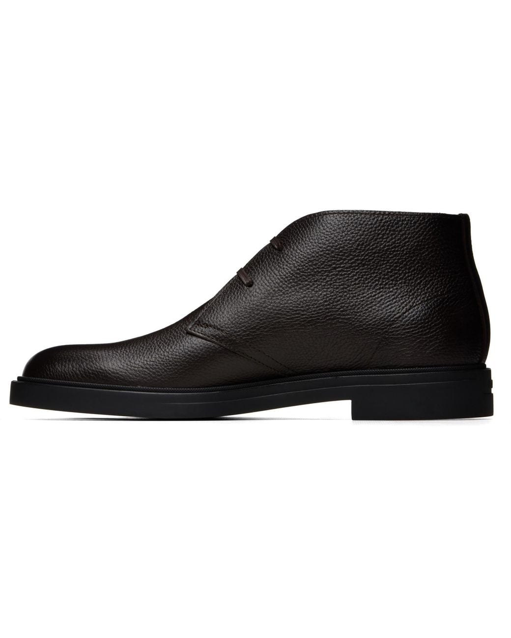 Boss Black Wool-Lined Grained Leather Desert Boots for men