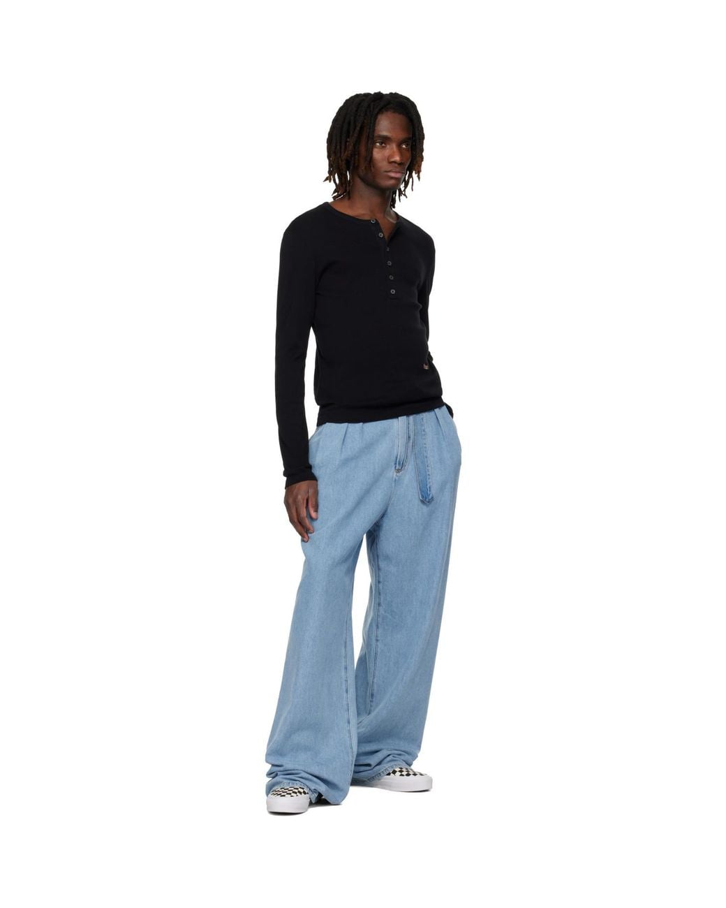 Rhude Black Logo Ls Henley for men