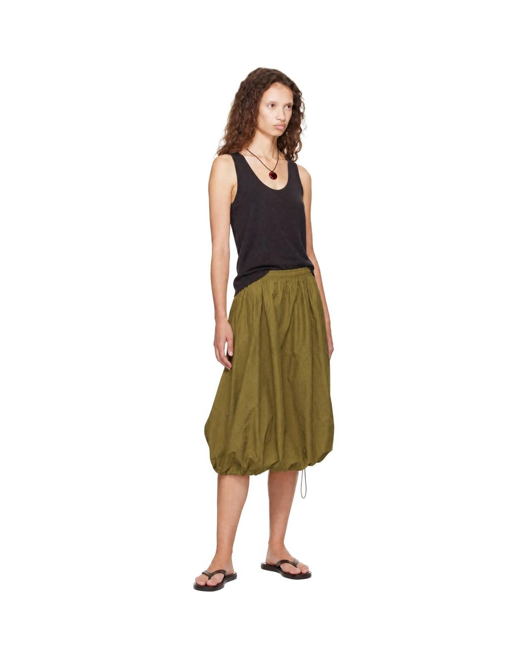 YMC Green Parachute Midi Skirt