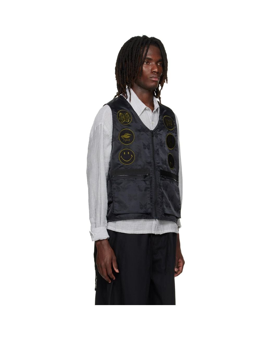 Needles Black Papillon Jacquard Radio Vest for men
