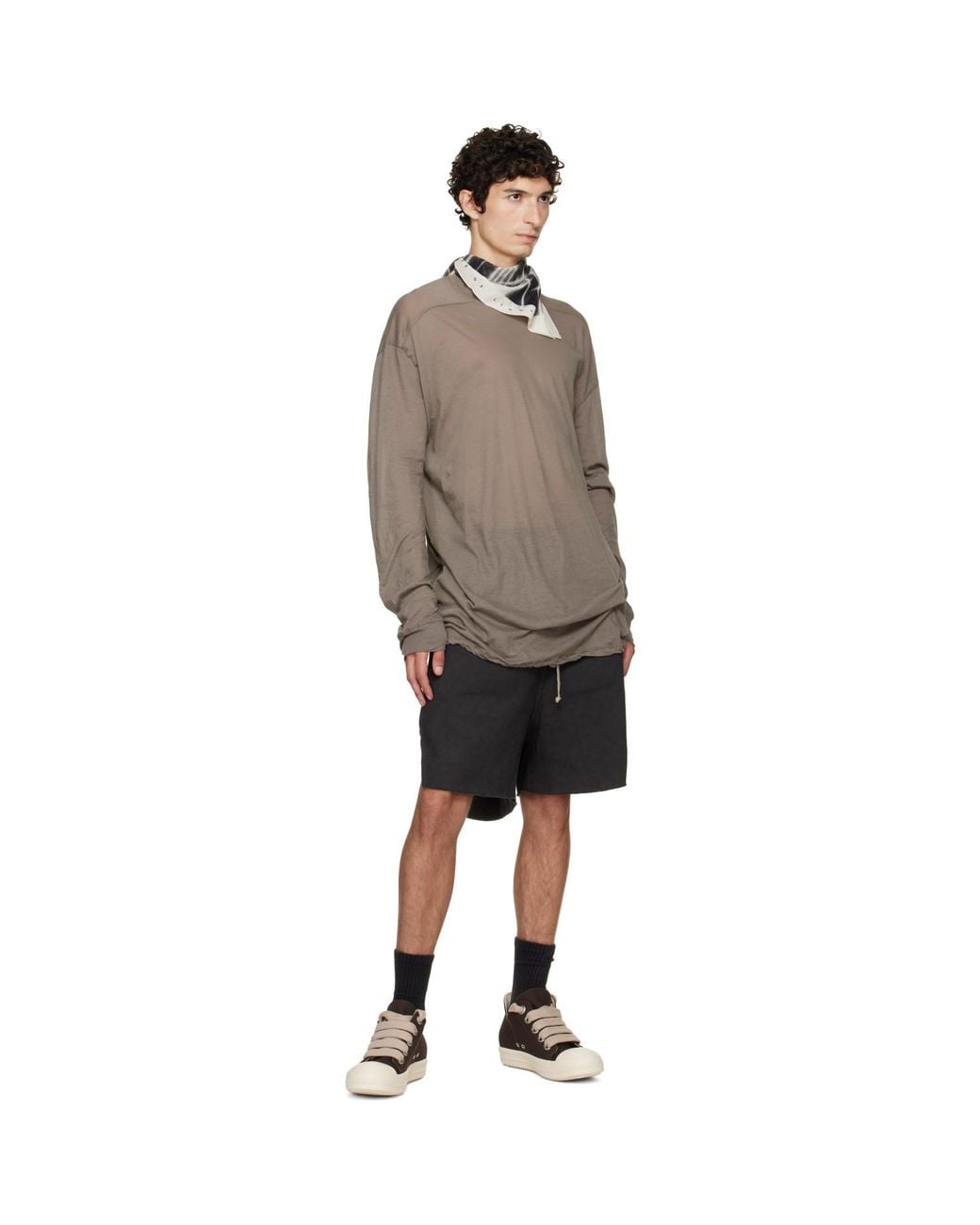 Rick Owens Metallic Tower Printed Bandana Scarf for men