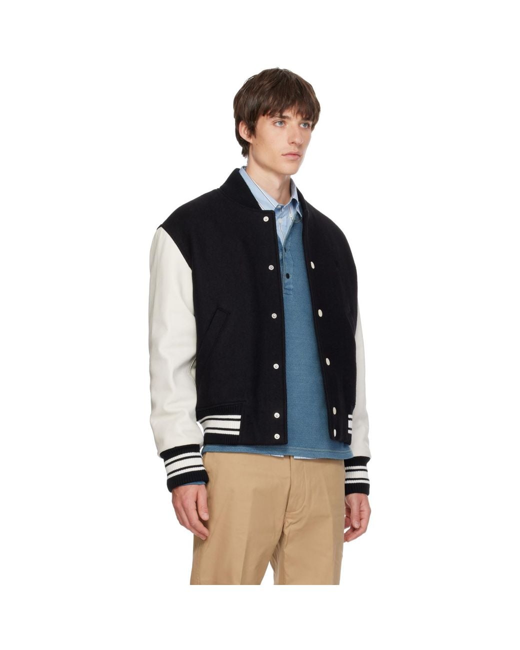 AMI Blue Off- Ami De Coeur Padded Teddy Jacket for men