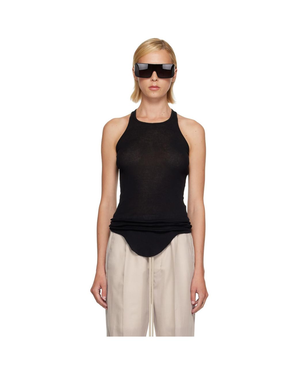 Rick Owens Black Tower Basic Rib Tank Top