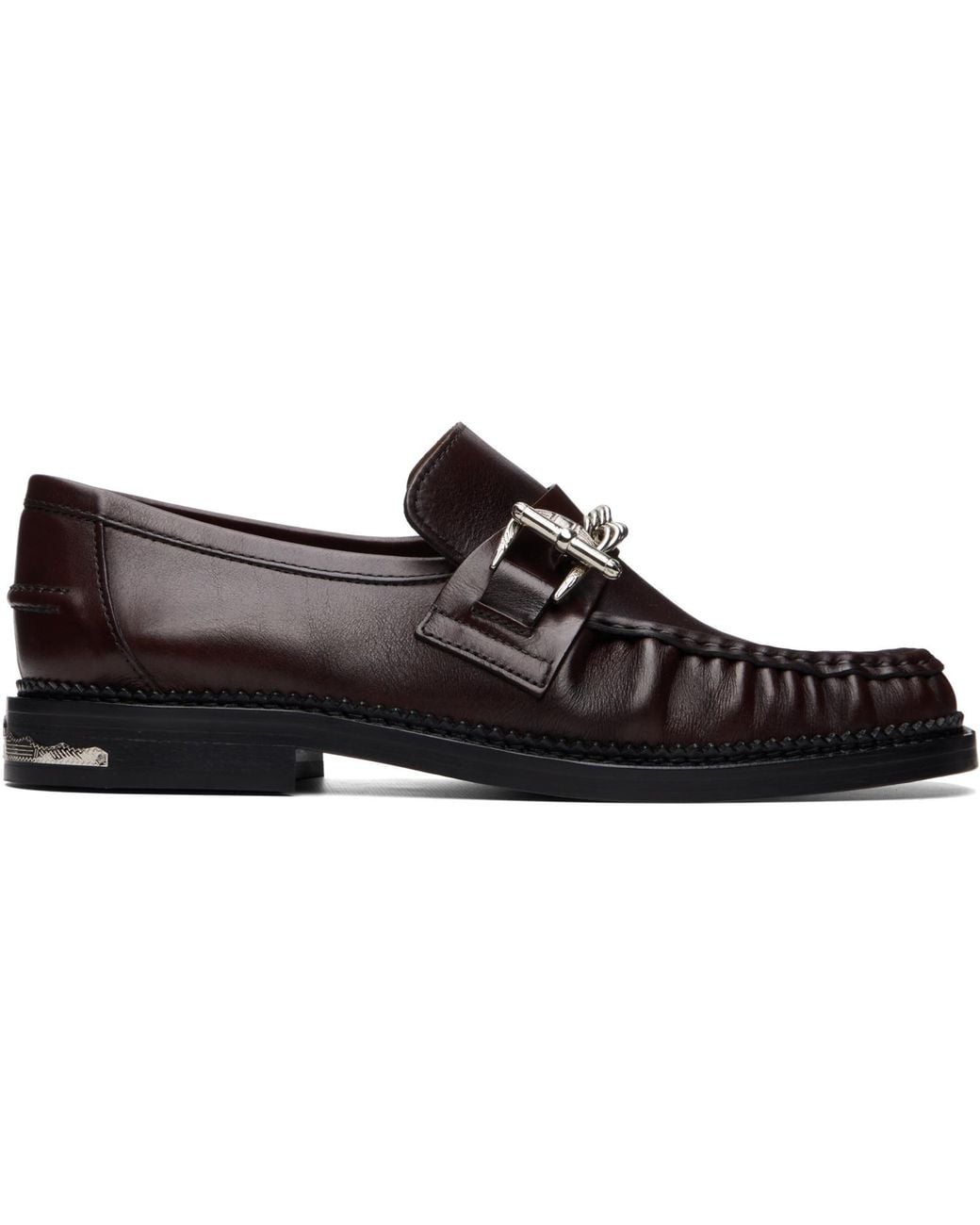 Toga Virilis Black Embossed Leather Loafers for men