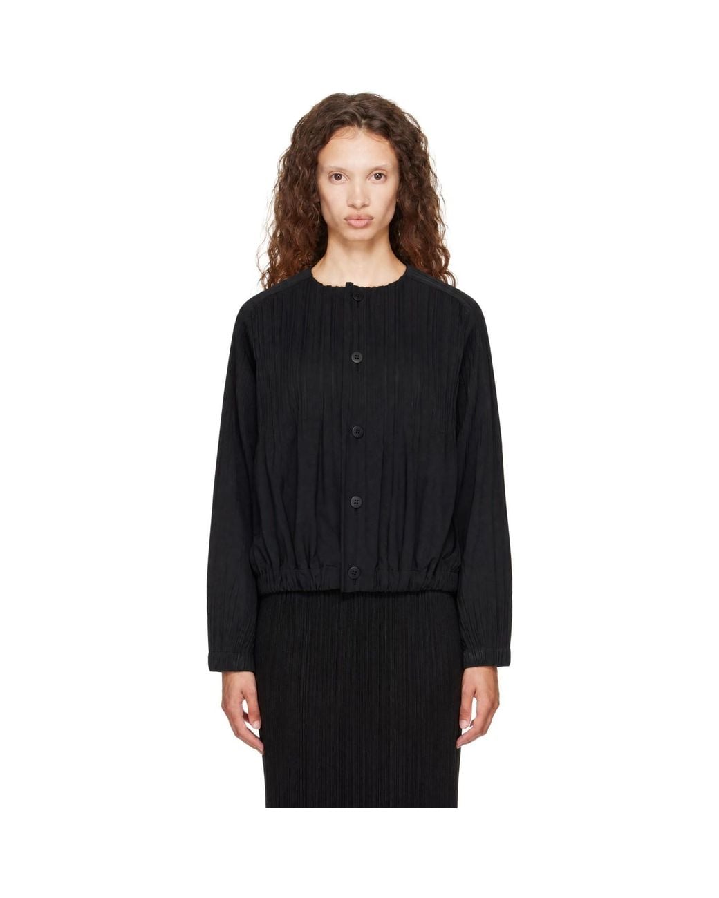 Pleats Please Issey Miyake Black Smooth Jacket