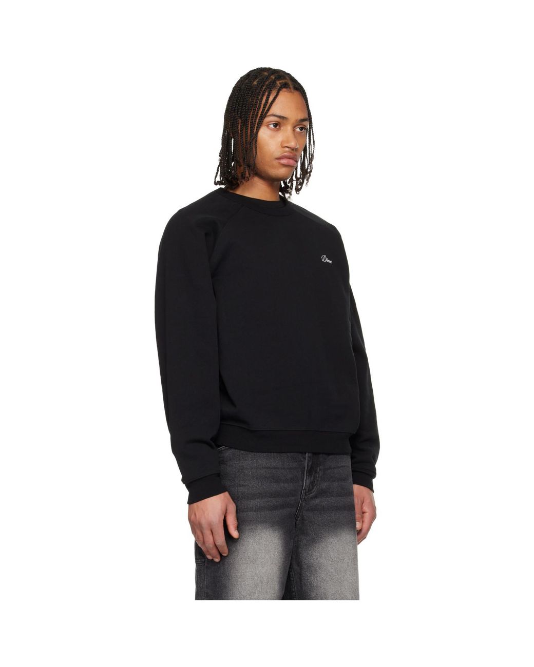 Dime Black Cursive Small Logo Crewneck Sweatshirt for men