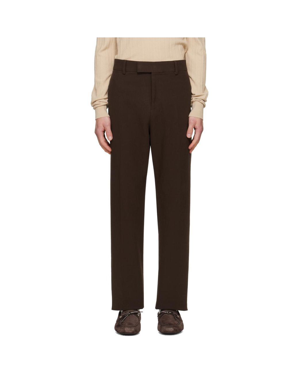 Ferragamo Brown Cotton Blend Chino Trousers for men