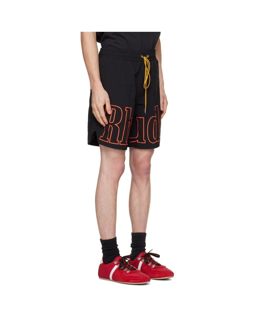 Rhude Black Logo Track Shorts for men