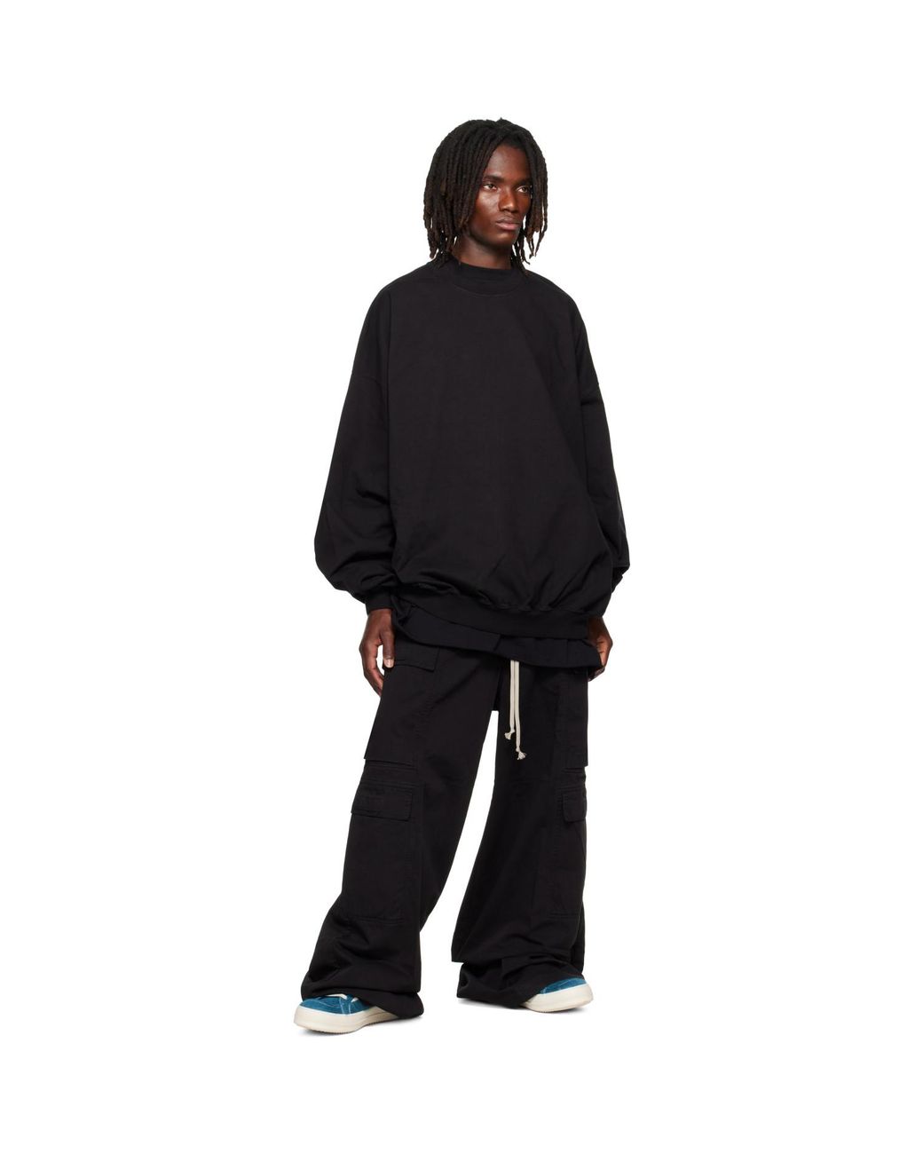 Rick Owens Black Tower Hun Crewneck Sweatshirt for men