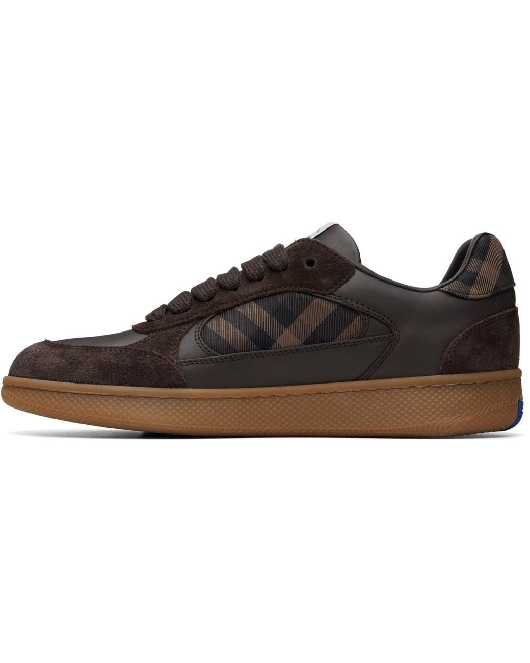 Burberry Brown Leather Suede & Check Terrace Sneakers for men