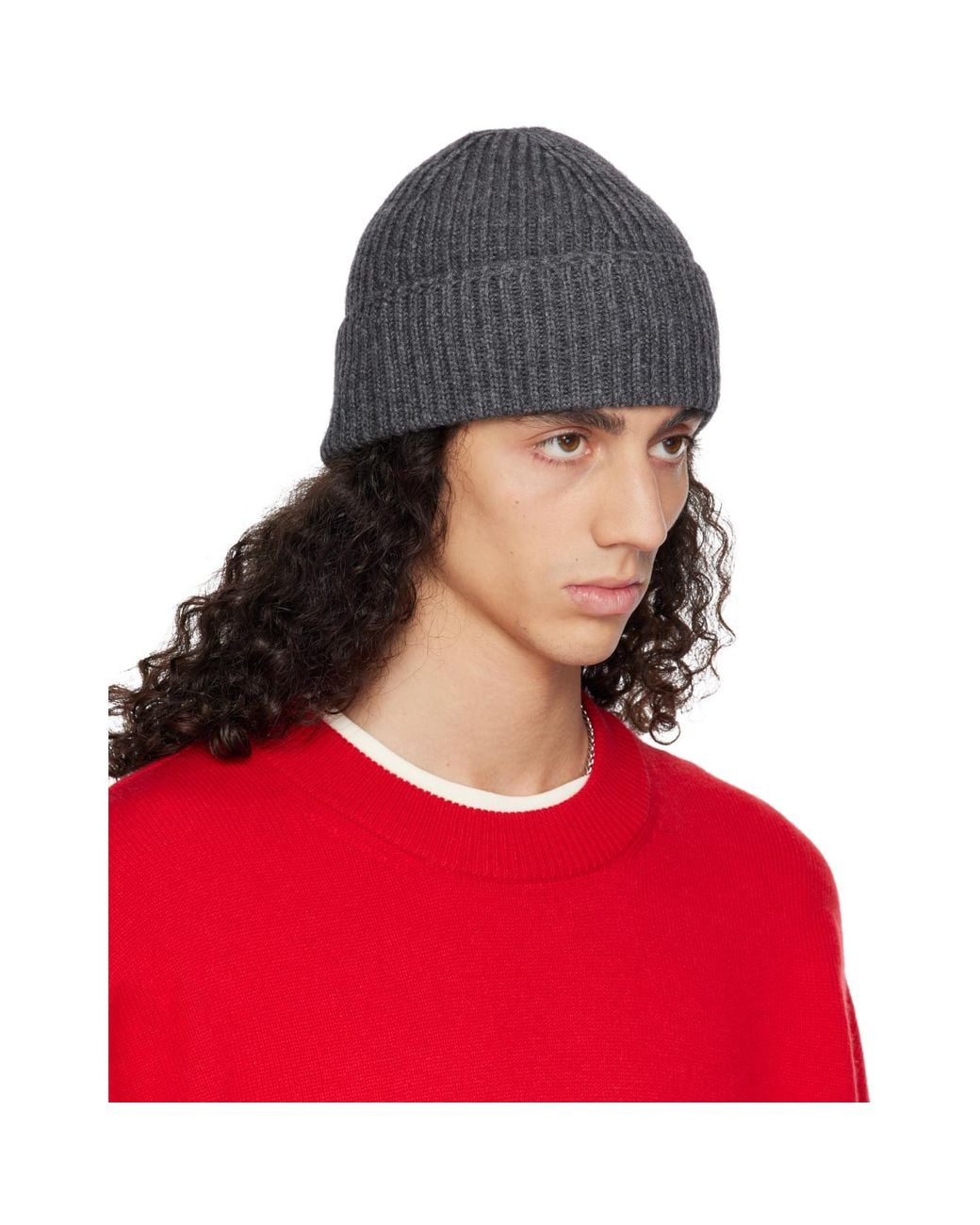 YACAIA Red Y-0004 Merino & Cashmere Beanie for men