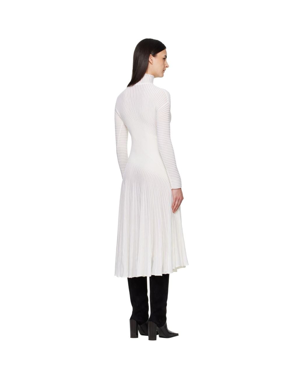 Alaïa Black Twisted Fine Wool Midi Dress