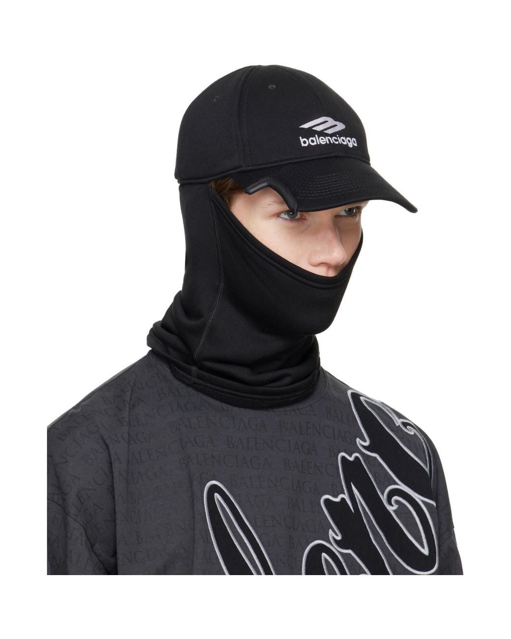 Balenciaga Black Neck Warmer Cap for men