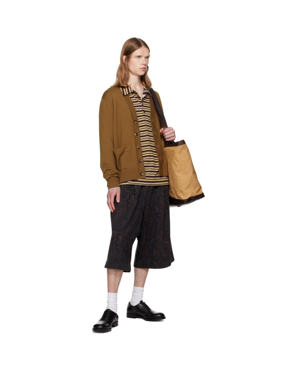 Dries Van Noten Black Paisley Shorts for men