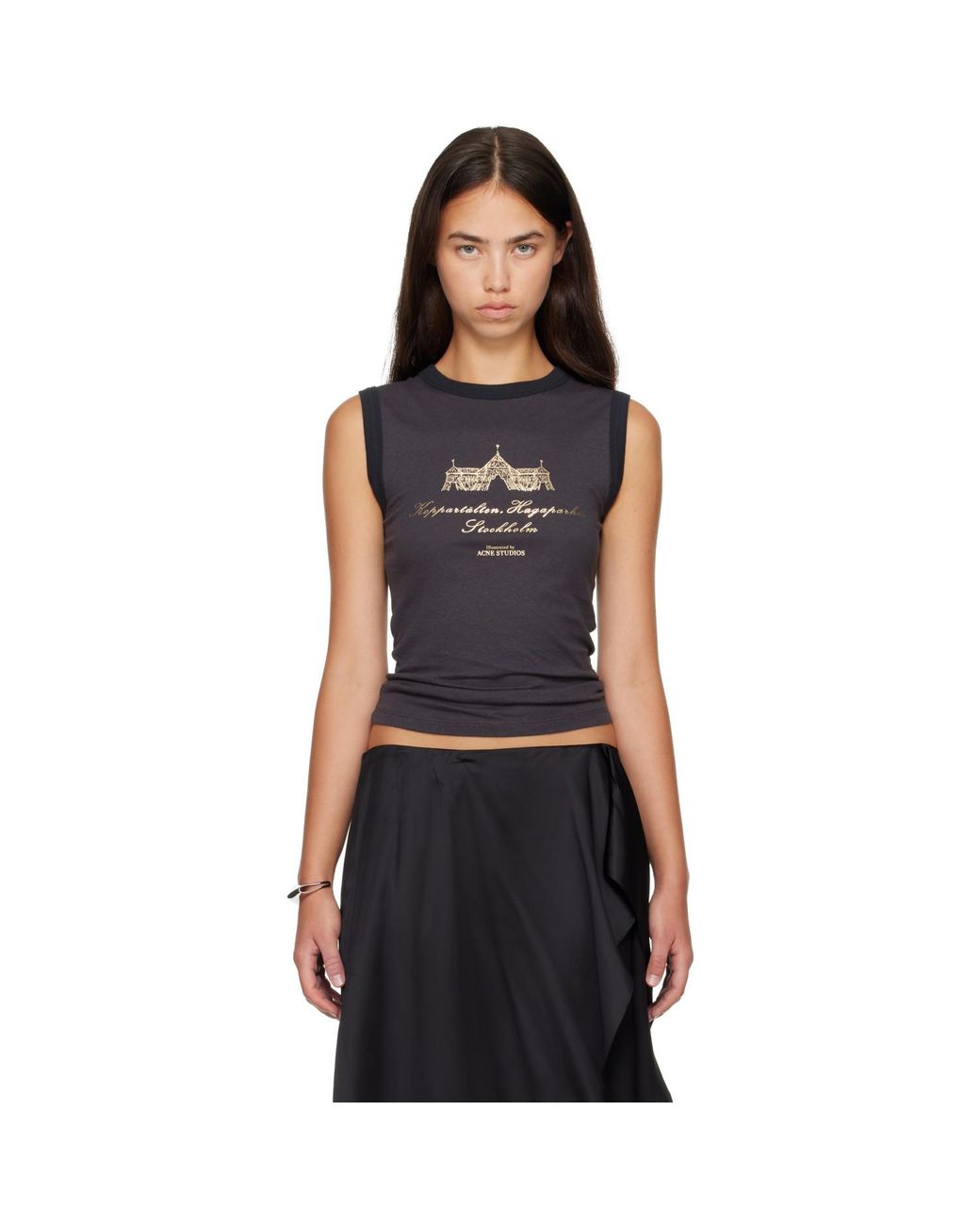 Acne Black Ribbed Tank Top