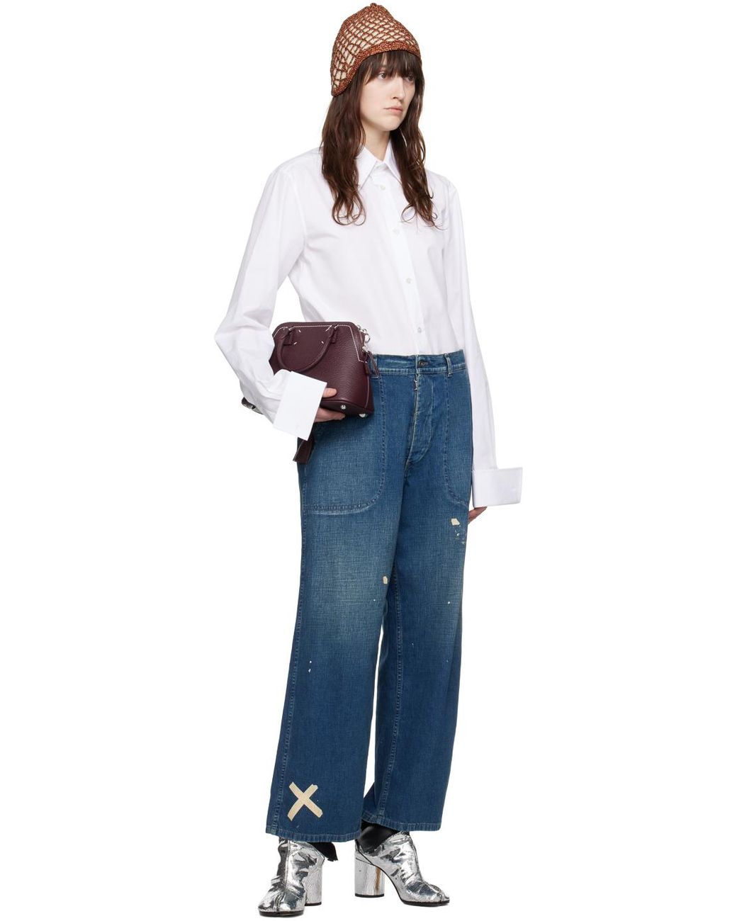 Maison Margiela ブルー ペイントスプラッター ジーンズ ブルー