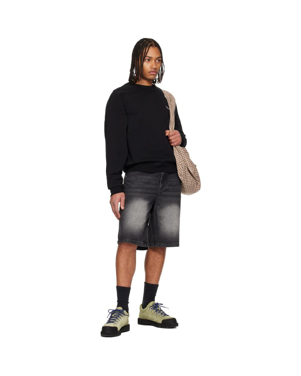 Dime Black Cursive Small Logo Crewneck Sweatshirt for men