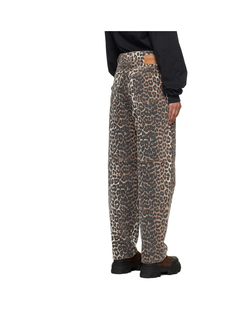 Ganni Black Leopard Printed Stary Jeans