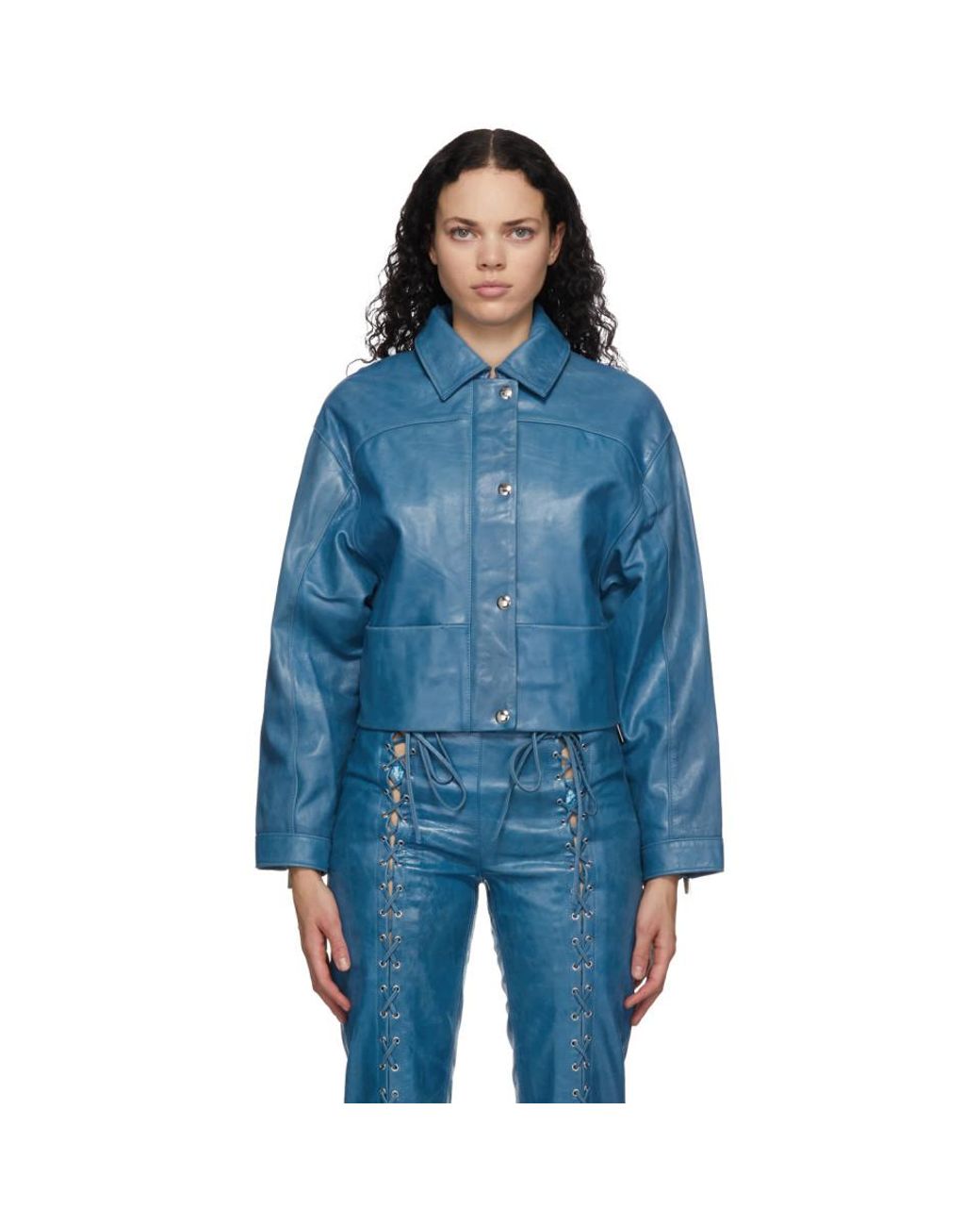 Saks Potts Blue Leather Diablo Jacket | Lyst Australia