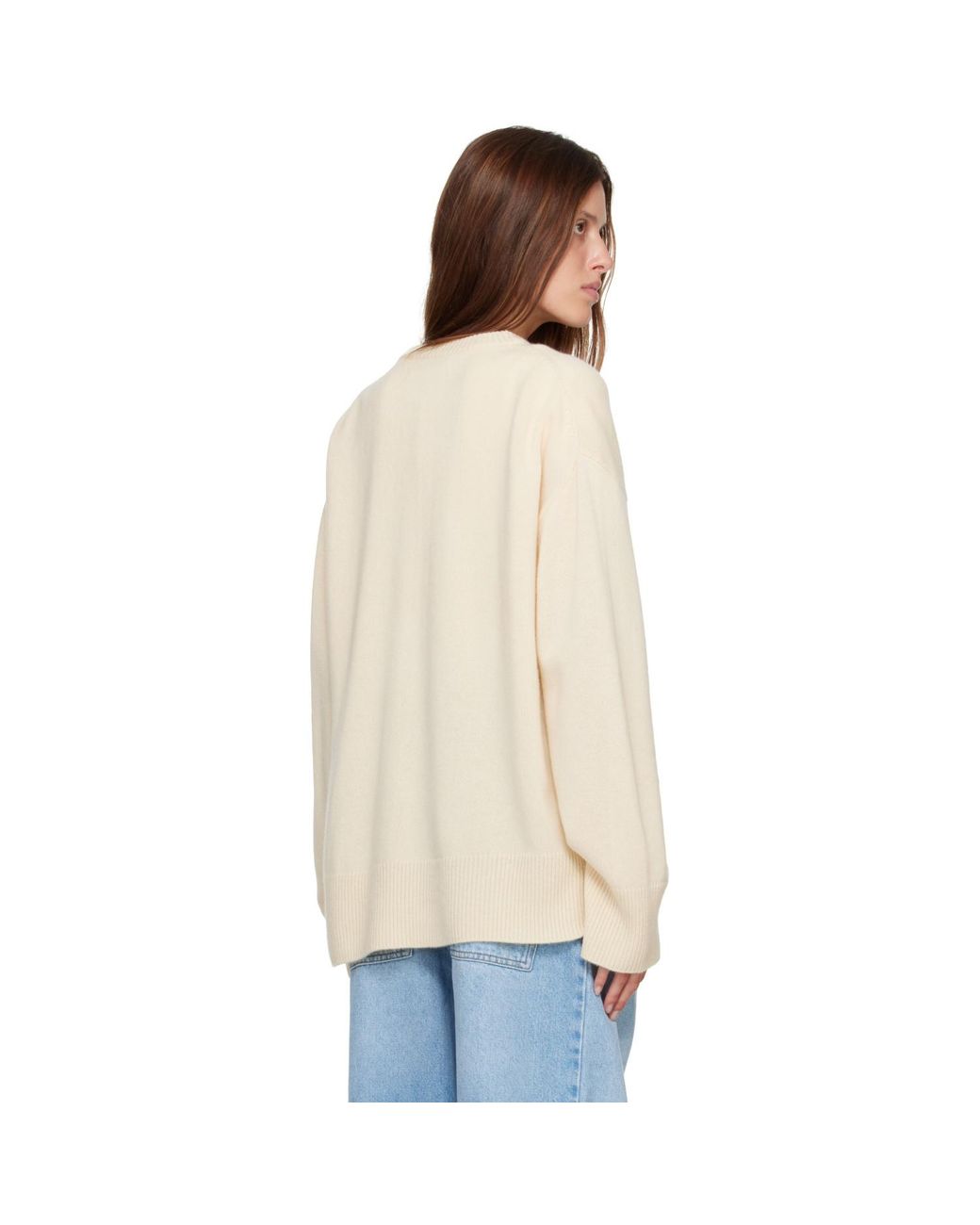 R2W Natural Off- Rasmo Wool Cash Round Sweater