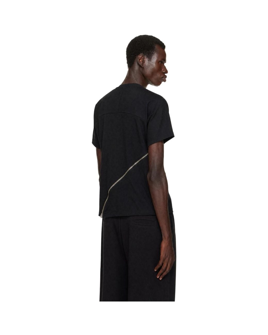 HELIOT EMIL Black Sequence Zip T-Shirt for men