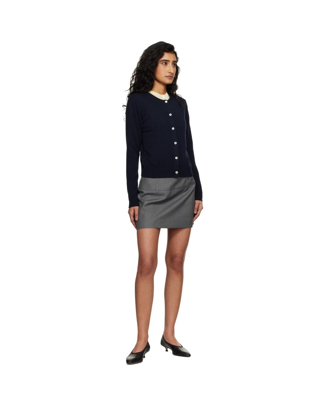 DUNST Blue Essential Crewneck Knit Cardigan
