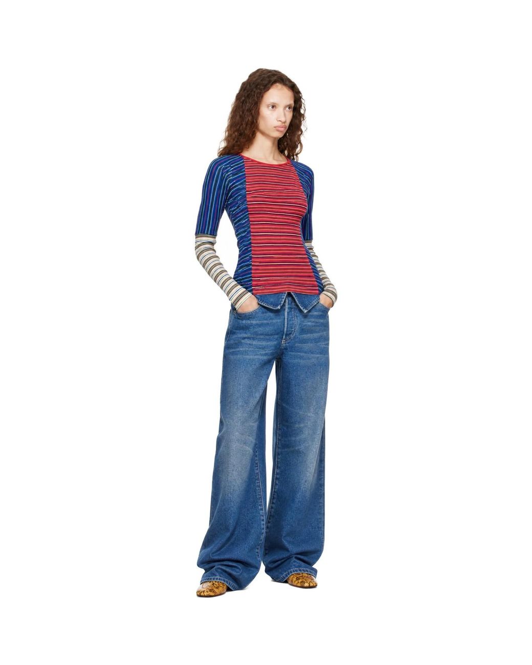 Dries Van Noten Blue Ribbed Cotton Top