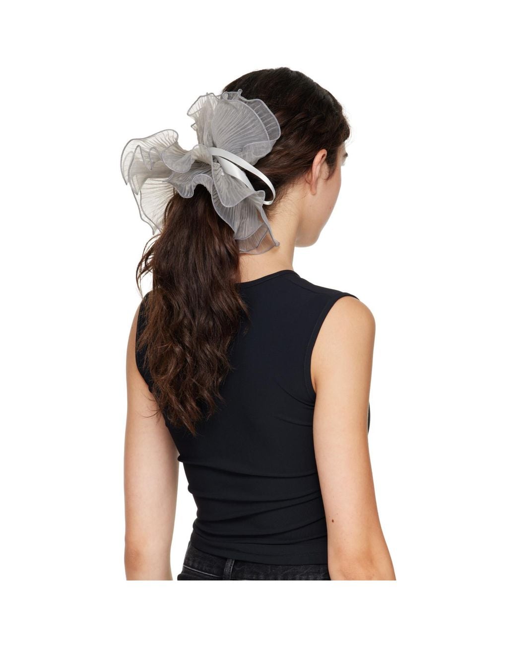MERRMA Gray Ssense Exclusive Orchid Pleated Organza Scrunchie