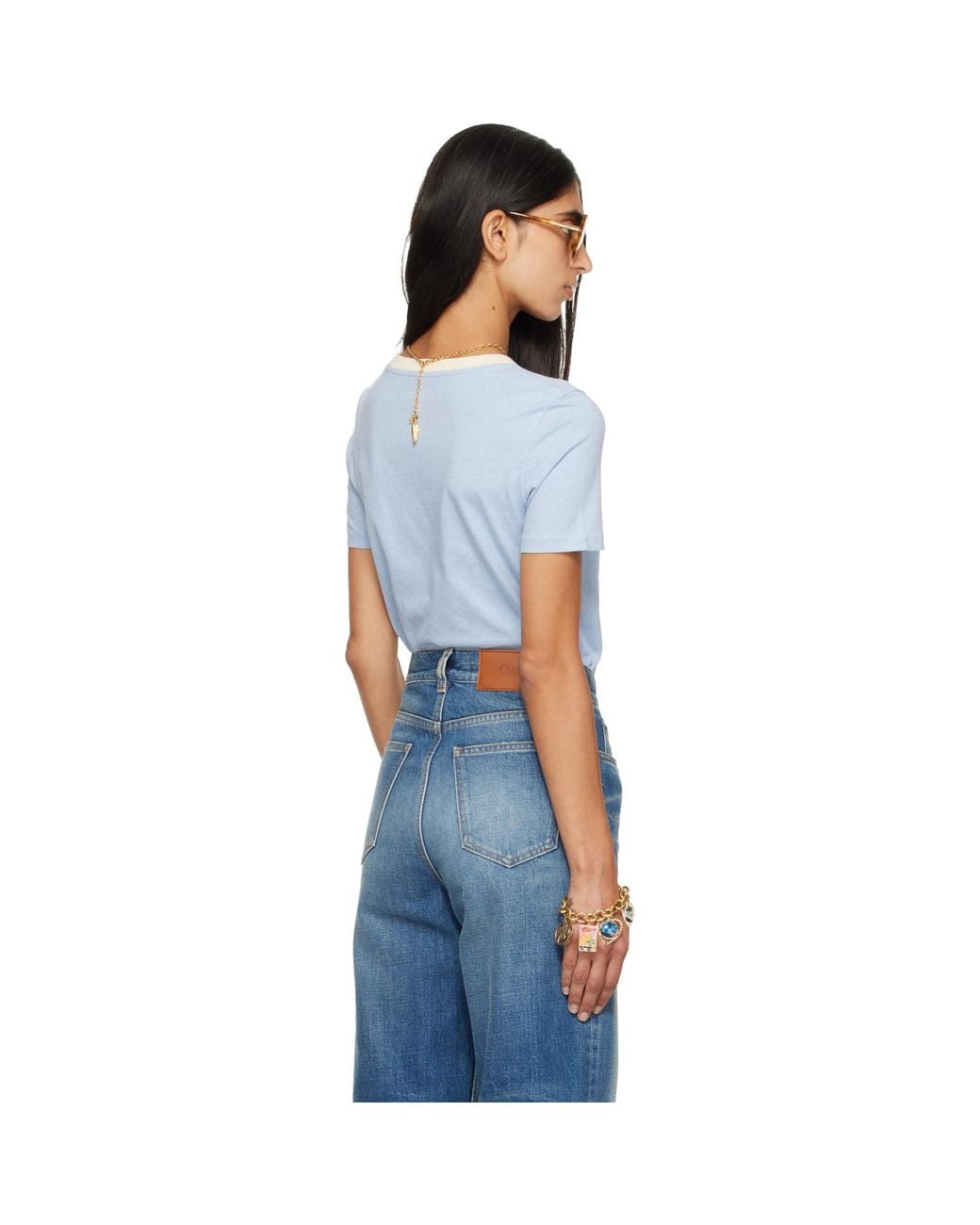 Chloé Blue Cactus Print Cotton Jersey T-Shirt