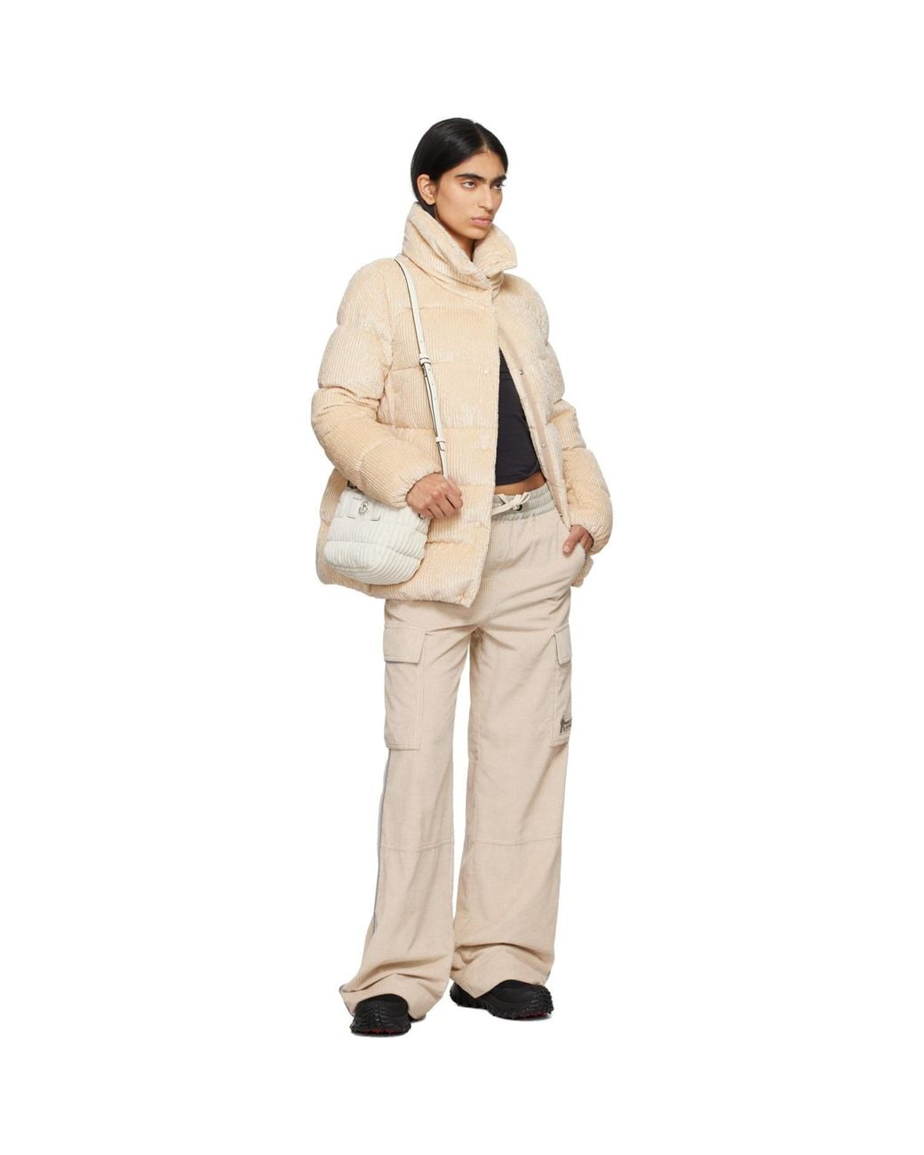 Moncler Natural Cochevisse Corduroy Short Down Jacket