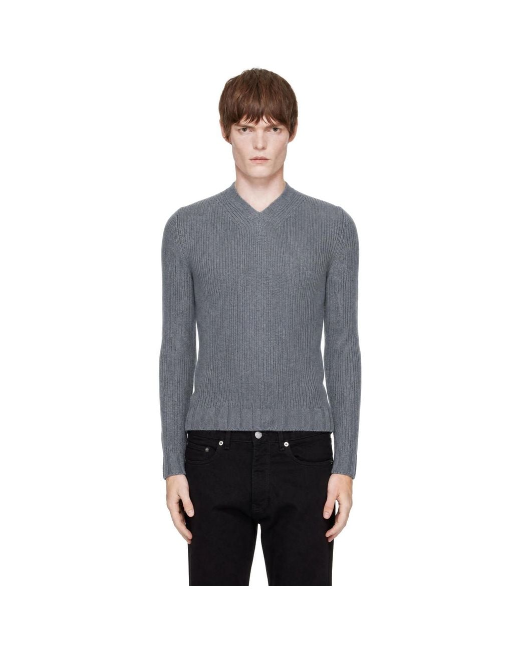 Carter Young Gray Wool Lounger V-Neck Sweater for men
