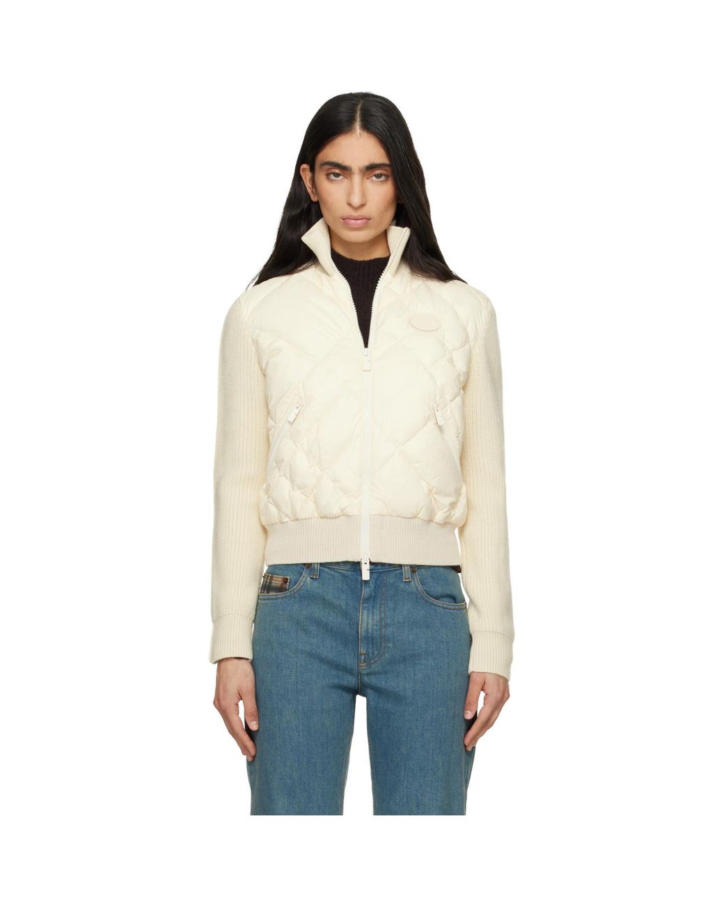 Burberry Blue Off- Check-Stitch Nylon & Wool Jacket