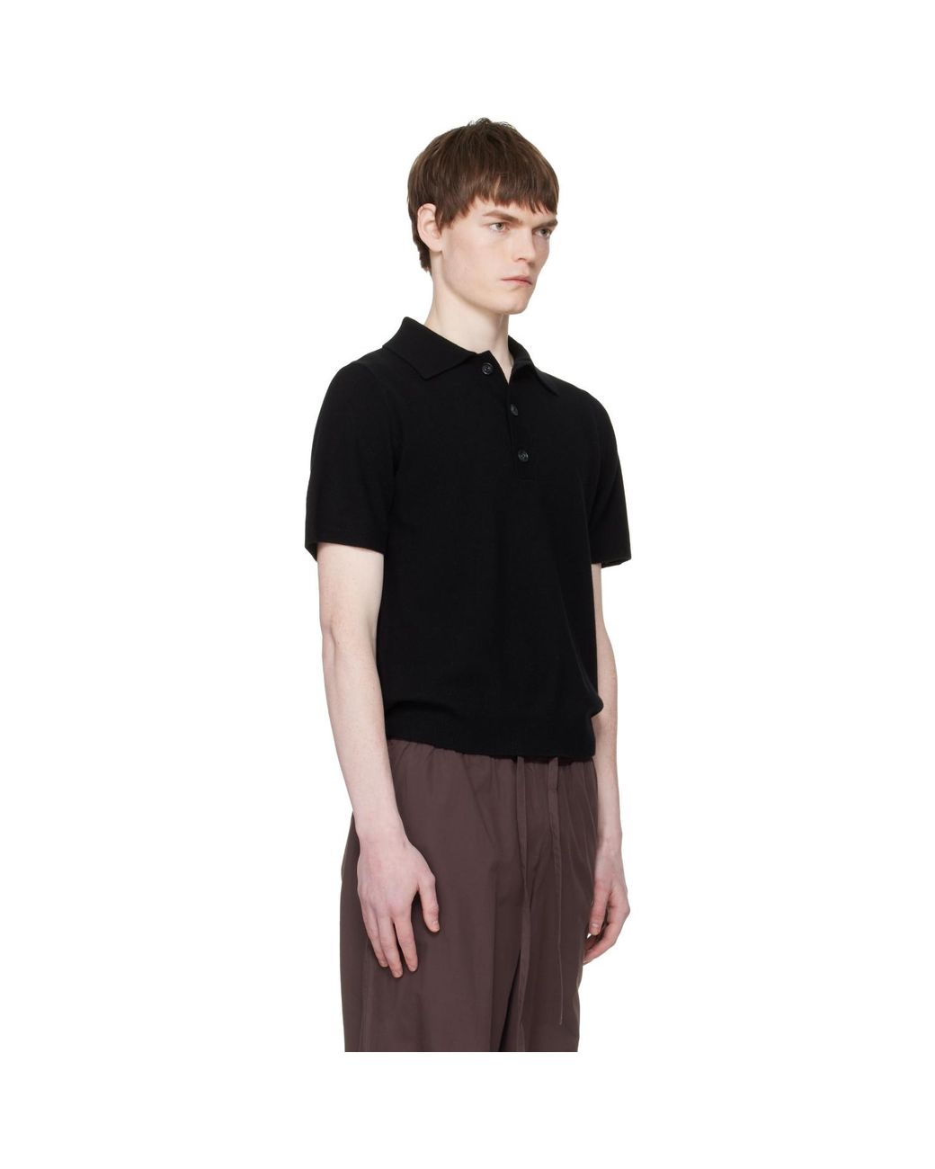 Entire studios Black Short Sleeve Knit Polo for men