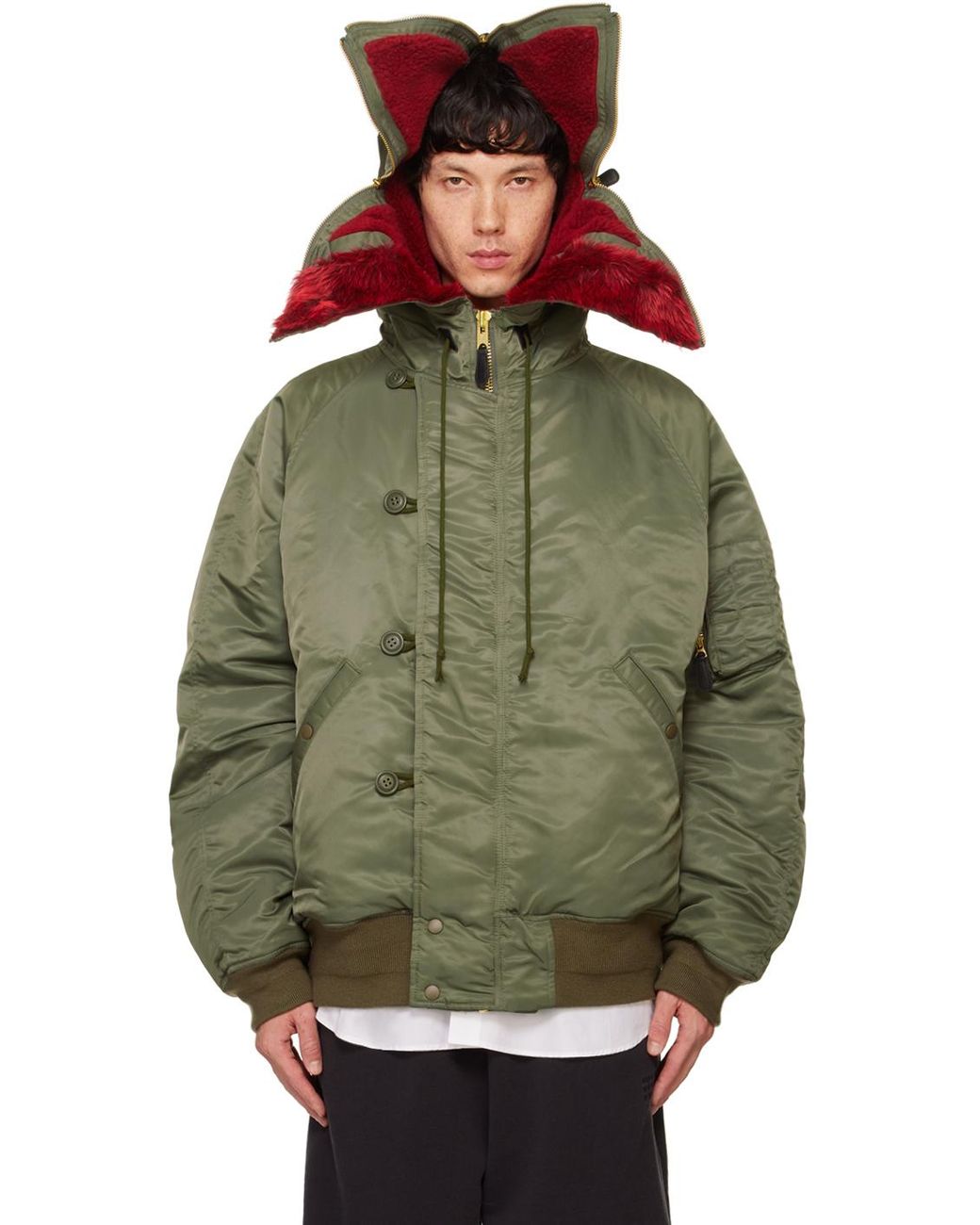 ジャケット・アウター doublet/PETAL MOUTH HOOD BOMBER JACKET Doublet Petal Mouth Hood Bomber Jacket in Green for Men | Lyst