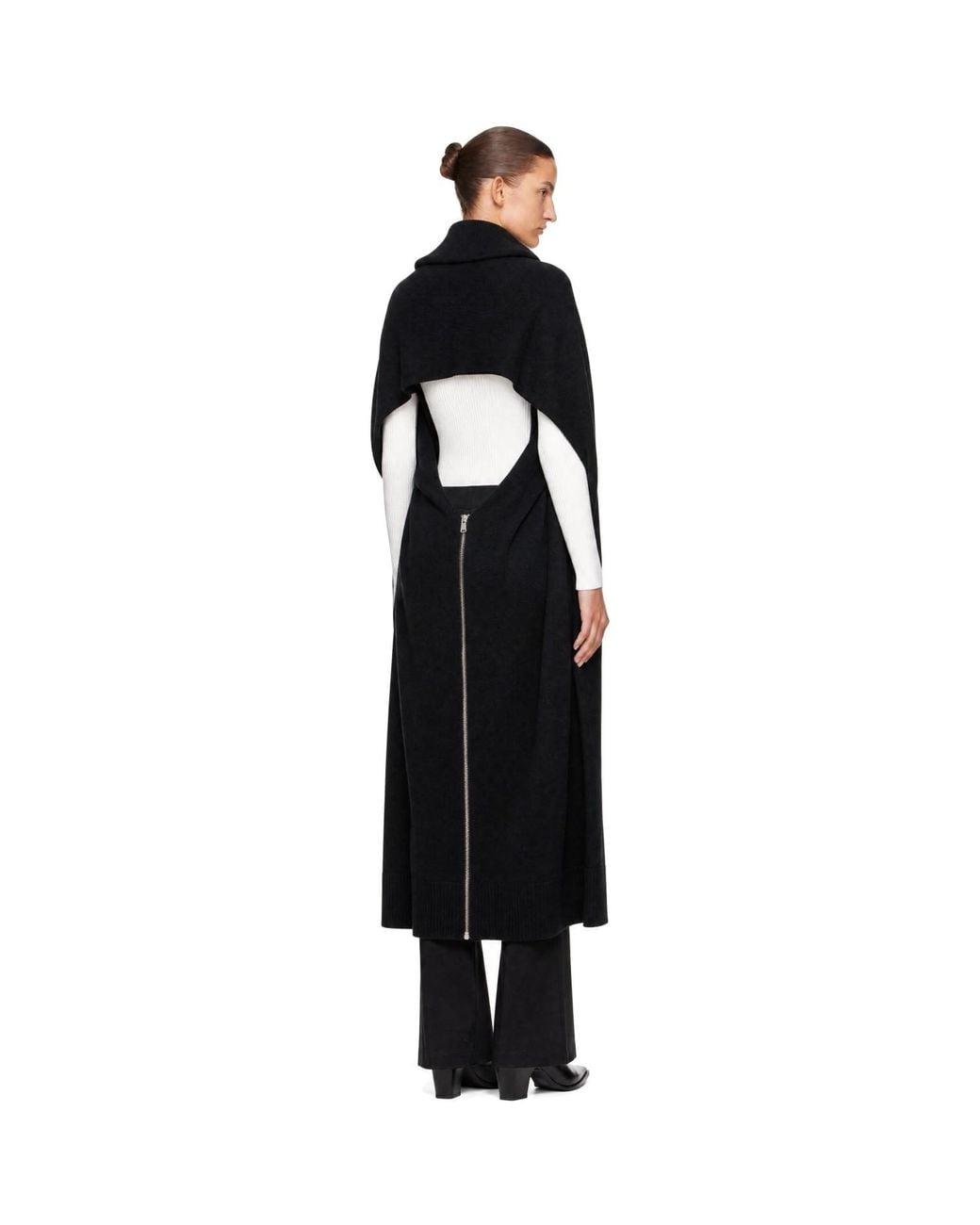 Coperni Black Knit Scarf Zip Cape