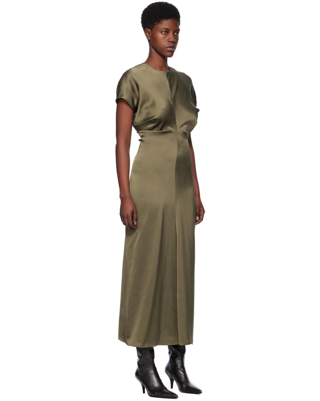 TOTEME Toteme Khaki Slouch Waist Maxi Dress in Black | Lyst