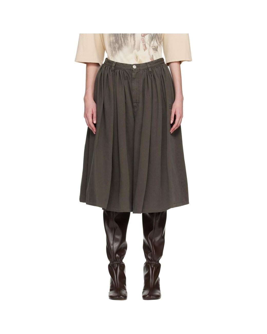 MM6 by Maison Margiela Gray Overdyed Cotton Gabardine Shorts